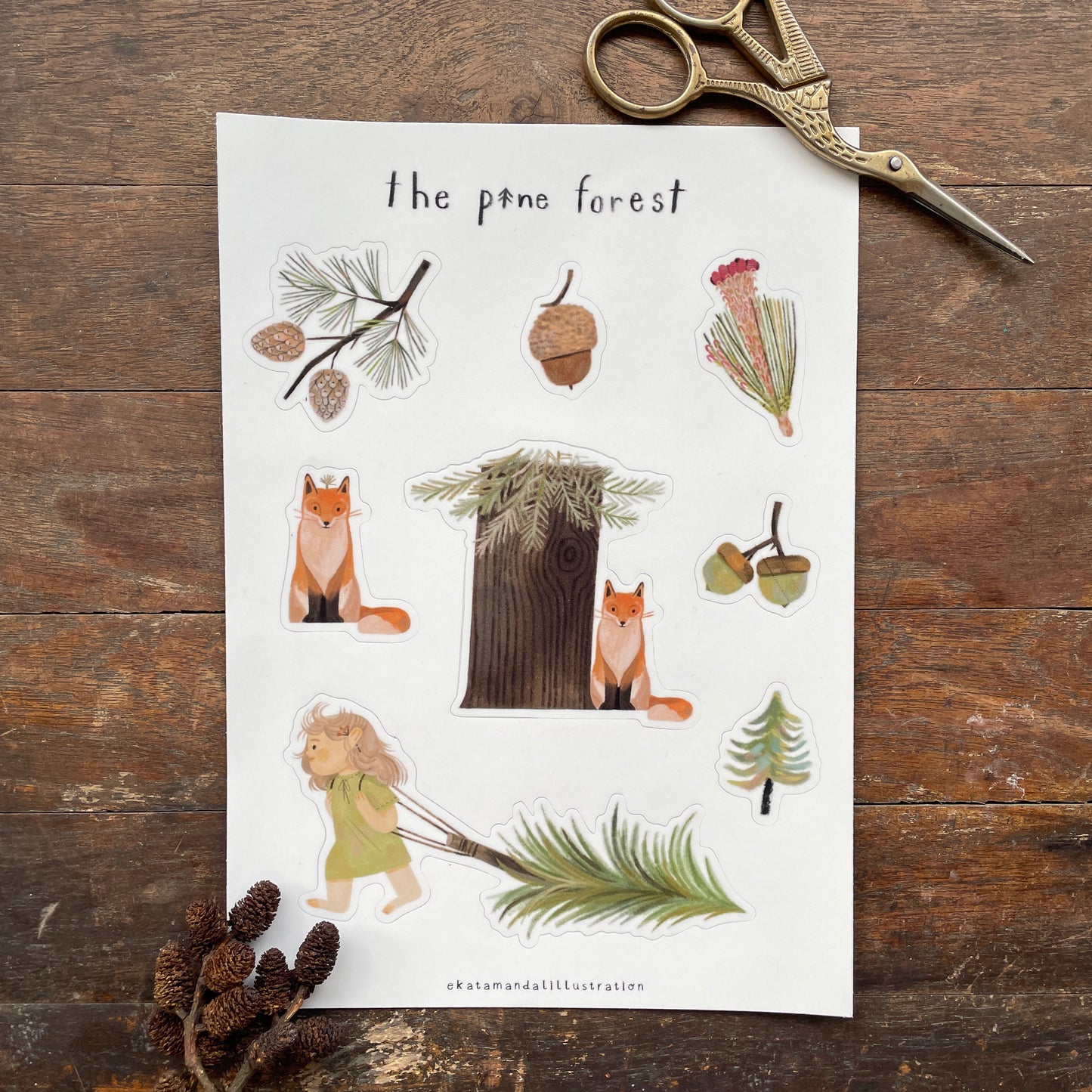 The pine forest sticker sheet